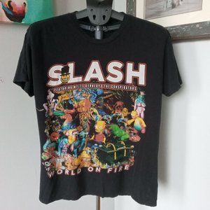 SLASH World On Fire Black graphic T-shirt size medium